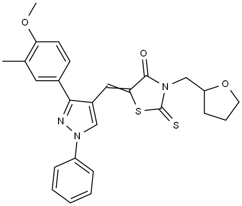 (5E)-5-{[3-(4-METHOXY-3-METHYLPHENYL)-1-PHENYL-1H-PYRAZOL-4-YL]METHYLENE}-3-(TETRAHYDRO-2-FURANYLMETHYL)-2-THIOXO-1,3-THIAZOLIDIN-4-ONE Struktur