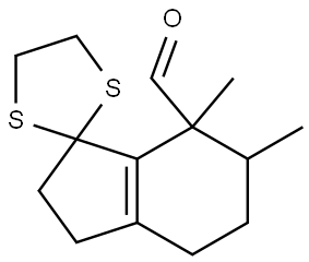 (6',7'-DIMETHYL-2',3',4',5',6',7'-HEXAHYDROSPIRO[[1,3]DITHIOLANE-2,1'-INDENE]-7'-CARBALDEHYDE Struktur