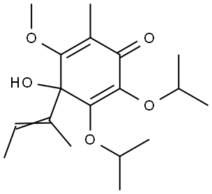 4-HYDROXY-2,3-DIISOPROPOXY-5-METHOXY-6-METHYL-4-[(1E)-1-METHYL-1-PROPENYL]-2,5-CYCLOHEXADIEN-1-ONE Struktur