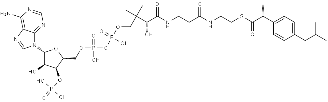 Coenzyme A, S-[(αR)-α-methyl-4-(2-methylpropyl)benzeneacetate] Struktur