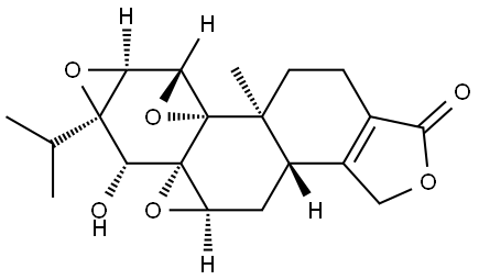 Trisoxireno[4b,5:6,7:8a,9]phenanthro[1,2-c]furan-1(3H)-one, 3b,4,4a,6,6a,7a,7b,8b,9,10-decahydro-6-hydroxy-8b-methyl-6a-(1-methylethyl)-, (3bS,4aR,5aS,6R,6aR,7aS,7bR,8aS,8bS)- Struktur