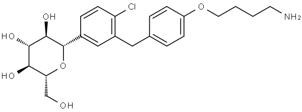 D-Glucitol, 1-C-[3-[[4-(4-aminobutoxy)phenyl]methyl]-4-chlorophenyl]-1,5-anhydro-, (1S)- Struktur