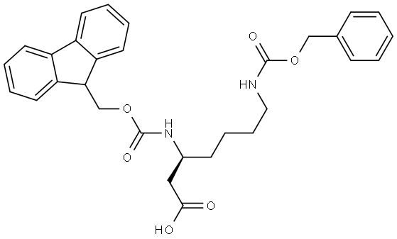 (3S)-3-[[(9H-fluoren-9-ylmethoxy)carbonyl]amino]-7-[[(benzyloxy)carbonyl]amino]heptanoic acid Struktur