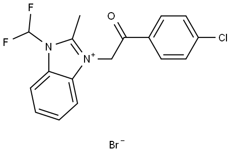 1-(2-(4-CL-PH)-2-OXOETHYL)-3-(DIFLUOROMETHYL)-2-ME-3H-BENZIMIDAZOL-1-IUM BROMIDE Struktur