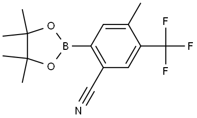 4-methyl-2-(4,4,5,5-tetramethyl-1,3,2-dioxaborolan-2-yl)-5-(trifluoromethyl)benzonitrile Struktur