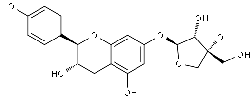 D-Apio-β-D-furanoside, 3,4-dihydro-3,5-dihydroxy-2-(4-hydroxyphenyl)-2H-1-benzopyran-7-yl, (2R-trans)- (9CI) Struktur