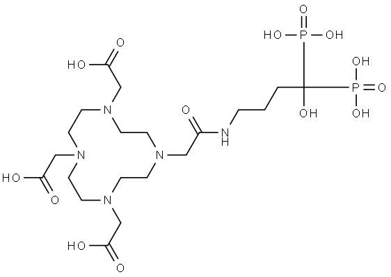 10-[2-[(4-Hydroxy-4,4-diphosphonobutyl)amino]-2-oxoethyl]-1,4,7,10-tetraazacyclododecane-1,4,7-triacetic acid Struktur