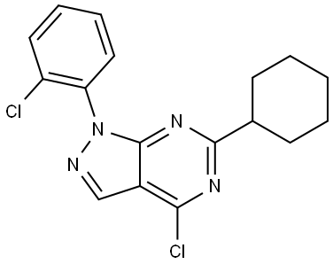 1H-Pyrazolo[3,4-d]pyrimidine, 4-chloro-1-(2-chlorophenyl)-6-cyclohexyl- Struktur