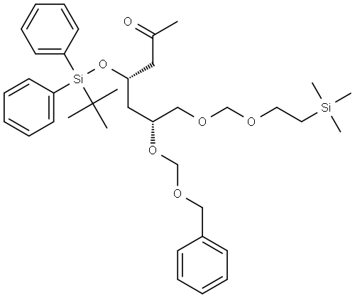 (4S,6R)-6-[(BENZYLOXY)METHOXY]-4-{[TERT-BUTYL(DIPHENYL)SILYL]OXY}-7-{[2-(TRIMETHYLSILYL)ETHOXY]METHOXY}-2-HEPTANONE Struktur