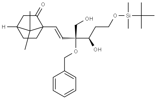 2-O-BENZYL-5-O-[TERT-BUTYL(DIMETHYL)SILYL]-4-DEOXY-2-C-[2-(7,7-DIMETHYL-2-OXOBICYCLO[2.2.1]HEPT-1-YL)VINYL]-D-ERYTHRO-PENTITOL Struktur
