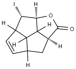 (2AS,6S,6AS)-6-IODO-2A,3,3A,5A,6,6A,6B,6C-OCTAHYDRO-2H-CYCLOPENTA[3,4]PENTALENO[1,6-BC]FURAN-2-ONE Structure