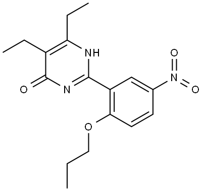 4(3H)-Pyrimidinone, 5,6-diethyl-2-(5-nitro-2-propoxyphenyl)- Struktur