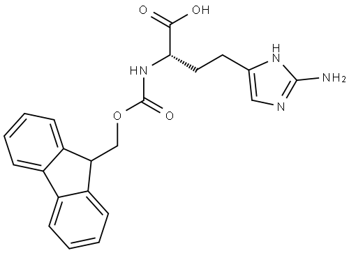 1H-Imidazole-5-butanoic acid, 2-amino-α-[[(9H-fluoren-9-ylmethoxy)carbonyl]amino]-, (αS)- Struktur