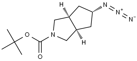 tert-butyl rel-(3aR,5s,6aS)-5-azido-3,3a,4,5,6,6a-hexahydro-1H-cyclopenta[c]pyrrole-2-carboxylate Struktur