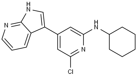 2-Pyridinamine, 6-chloro-N-cyclohexyl-4-(1H-pyrrolo[2,3-b]pyridin-3-yl)- Struktur