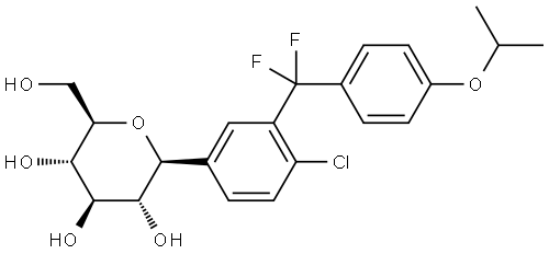 D-Glucitol, 1,5-anhydro-1-C-[4-chloro-3-[difluoro[4-(1-methylethoxy)phenyl]methyl]phenyl]-, (1S)- Struktur