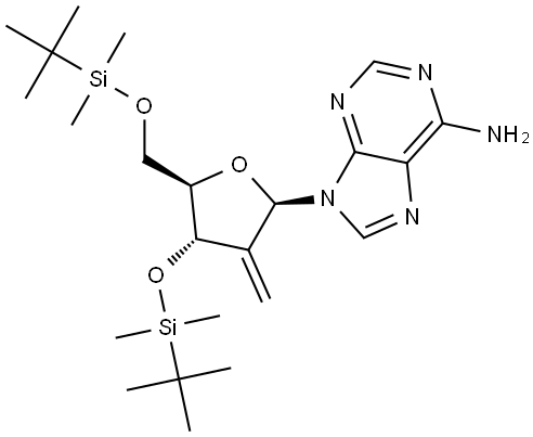 Adenosine, 2′-deoxy-3′,5′-bis-O-[(1,1-dimethylethyl)dimethylsilyl]-2′-methylene- Struktur