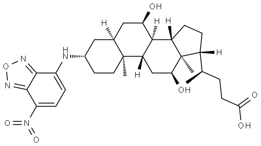 Cholan-24-oic acid, 7,12-dihydroxy-3-[(7-nitro-2,1,3-benzoxadiazol-4-yl)amino]-, (3β,5β,7α,12α)- Struktur