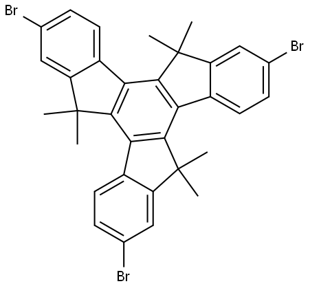 2,7,12-tribromo-5,5,10,10,15,15-hexamethyl-10,15-dihydro-5H-diindeno[1,2-a:1',2'-c]fluorene Struktur