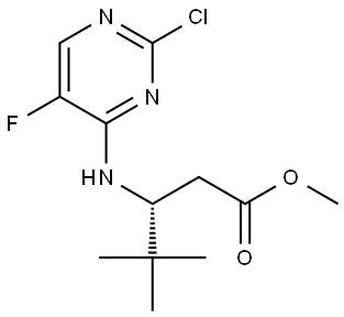 methyl (3R)-3-[(2-chloro-5-fluoropyrimidin-4-yl)amino]-4,4-dimethylpentanoate Struktur