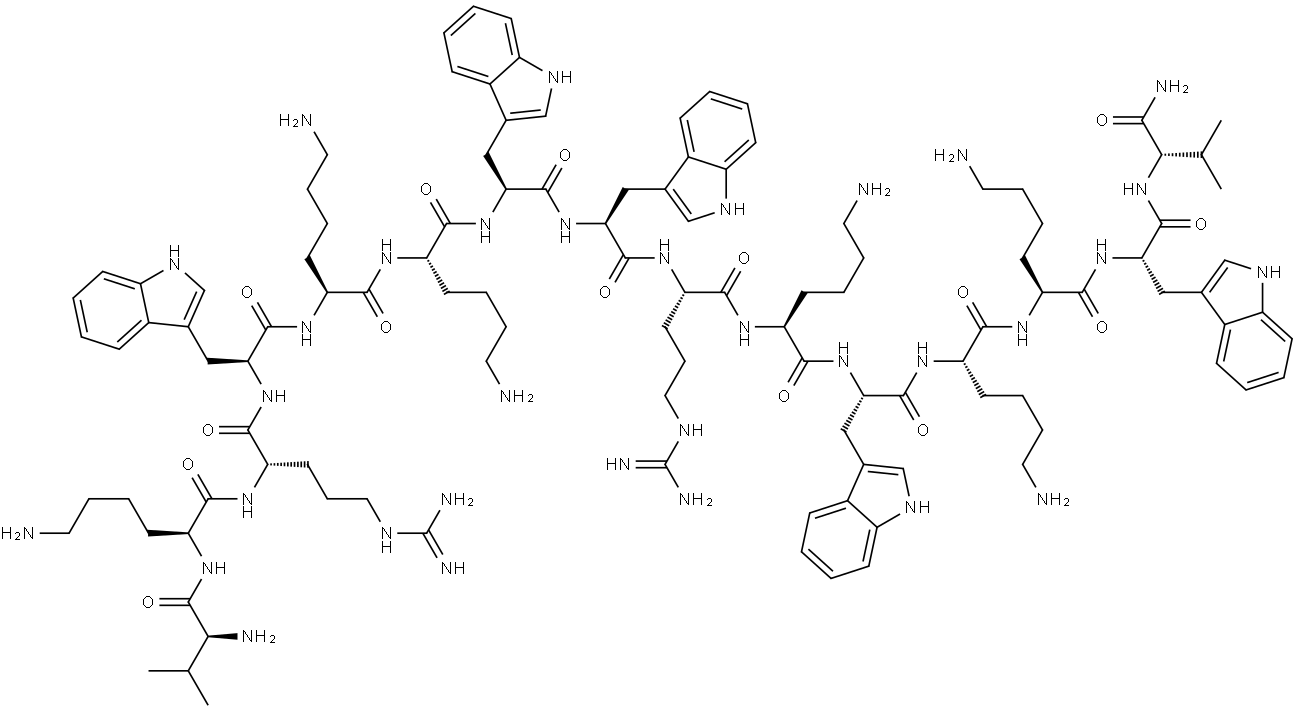 L-Valinamide, L-valyl-L-lysyl-L-arginyl-L-tryptophyl-L-lysyl-L-lysyl-L-tryptophyl-L-tryptophyl-L-arginyl-L-lysyl-L-tryptophyl-L-lysyl-L-lysyl-L-tryptophyl- Structure