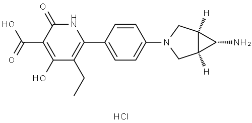 3-?Pyridinecarboxylic acid, 6-?[4-?[(1α,?5α,?6α)?-?6-?amino-?3-?azabicyclo[3.1.0]?hex-?3-?yl]?phenyl]?-?5-?ethyl-?1,?2-?dihydro-?4-?hydroxy-?2-?oxo-?, hydrochloride (1:1) Struktur