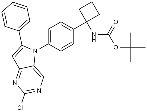 tert-butyl N-(1-(4-(2-chloro-6-phenyl-5H-pyrrolo[3,2-d]pyrimidin-5-yl)phenyl)cyclobutyl)carbamate Struktur