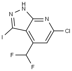 6-chloro-4-(difluoromethyl)-3-iodo-1H-pyrazolo[3,4-b]pyridine Struktur