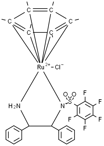 N-[(1S,2S)-2-(Amino-κN)-1,2-diphenylethyl]-2,3,4,5,6-pentafluorobenzenesulfonamidato-κN]chloro[(1,2,3,4,5,6-η)-1,2,3,4,5,6-hexamethylbenzene]ruthenium Struktur