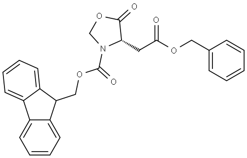 4-Oxazolidineacetic acid, 3-[(9H-fluoren-9-ylmethoxy)carbonyl]-5-oxo-, phenylmethyl ester, (4S)- Struktur