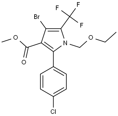 1H-Pyrrole-3-carboxylic acid, 4-bromo-2-(4-chlorophenyl)-1-(ethoxymethyl)-5-(trifluoromethyl)-, methyl ester Struktur