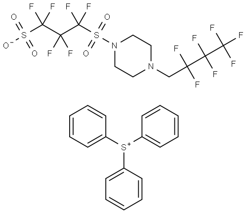 Sulfonium, triphenyl-, 1,1,2,2,3,3-hexafluoro-3-[[4-(2,2,3,3,4,4,4-heptafluorobutyl)-1-piperazinyl]sulfonyl]-1-propanesulfonate Structure