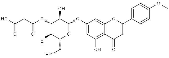4H-1-Benzopyran-4-one, 7-[[3-O-(2-carboxyacetyl)-β-D-glucopyranosyl]oxy]-5-hydroxy-2-(4-methoxyphenyl)- Struktur
