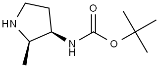Carbamic acid, N-[(2R,3R)-2-methyl-3-pyrrolidinyl]-, 1,1-dimethylethyl ester Struktur