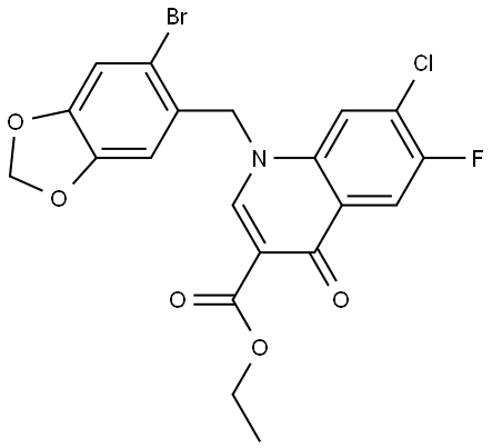 ETHYL 1-((6-BROMO-1,3-BENZODIOXOL-5-YL)METHYL)-7-CHLORO-6-FLUORO-4-OXO-1,4-DIHYDRO-3-QUINOLINECARBOXYLATE Struktur
