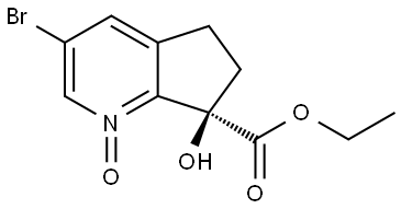 (R)-3-bromo-7-(ethoxycarbonyl)-7-hydroxy-6,7-dihydro-5H-cyclopenta[b]pyridine 1-oxide Struktur