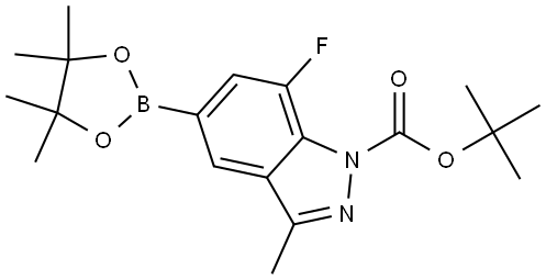 1H-Indazole-1-carboxylic acid, 7-fluoro-3-methyl-5-(4,4,5,5-tetramethyl-1,3,2-dioxaborolan-2-yl)-, 1,1-dimethylethyl ester Struktur