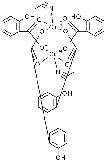 Copper, bis(acetonitrile)tetrakis[μ-(2-hydroxybenzoato-κO:κO′)]di- Struktur
