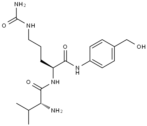 (S)-2-((R)-2-amino-3-methylbutanamido)-N-(4-(hydroxymethyl)phenyl)-5-ureidopentanamide Struktur