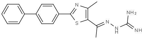 (2E)-2-[1-(2-[1,1'-Biphenyl]-4-yl-4-methyl-5-thiazolyl)ethylidene]hydrazinecarboximidamide Struktur