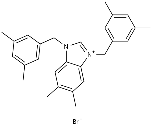 1,3-bis(3,5-dimethylbenzyl)-5,6-dimethyl-1H-benzo[d]imidazol-3-ium bromide Struktur