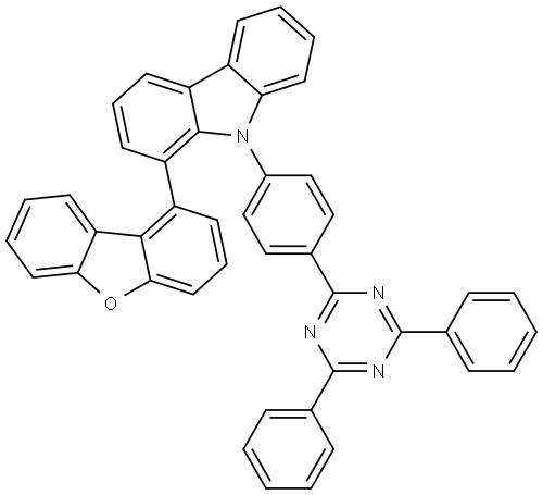 1-(Dibenzo[b,d]furan-1-yl)-9-(4-(4,6-diphenyl-1,3,5-triazin-2-yl)phenyl)-9H-carbazole Struktur