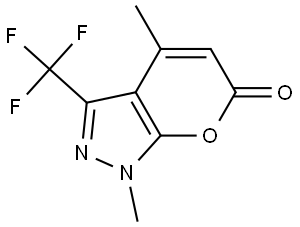 1,4-DIMETHYL-3-(TRIFLUOROMETHYL)PYRANO[2,3-C]PYRAZOL-6(1H)-ONE Struktur