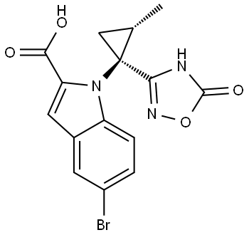 5-bromo-1-(1S,2S)-2-methyl-1-(5-oxo-4,5-dihydro-1,2,4-oxadiazol-3-yl)cyclopropyl)-1H-indole-2-carboxylicacid Struktur