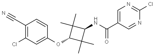 2-chloro-N-[(1r,3r)-3-[(3-chloro-4-cyanophenyl)oxy]-2,2,4,4-tetramethylcyclobutyl]pyrimidine-5-carbo Struktur