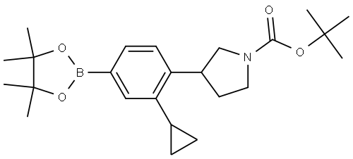 tert-butyl 3-(2-cyclopropyl-4-(4,4,5,5-tetramethyl-1,3,2-dioxaborolan-2-yl)phenyl)pyrrolidine-1-carboxylate Struktur