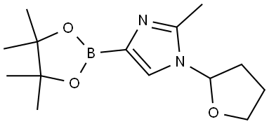 2-methyl-1-(tetrahydrofuran-2-yl)-4-(4,4,5,5-tetramethyl-1,3,2-dioxaborolan-2-yl)-1H-imidazole Struktur
