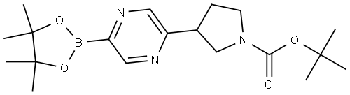 tert-butyl 3-(5-(4,4,5,5-tetramethyl-1,3,2-dioxaborolan-2-yl)pyrazin-2-yl)pyrrolidine-1-carboxylate Struktur