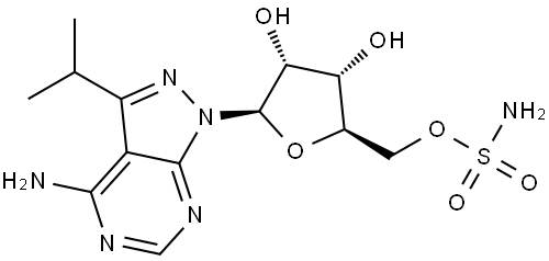 1H-Pyrazolo[3,4-d]pyrimidin-4-amine, 1-[5-O-(aminosulfonyl)-β-D-ribofuranosyl]-3-(1-methylethyl)- Struktur