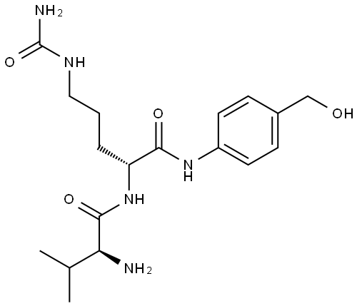 D-Ornithinamide, L-valyl-N5-(aminocarbonyl)-N-[4-(hydroxymethyl)phenyl]- Struktur
